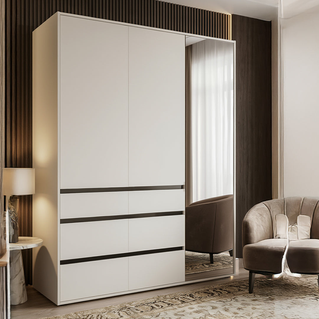 Langford Mirrored Wardrobe with Drawers