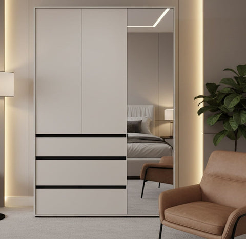 Langford Mirrored Wardrobe with Drawers
